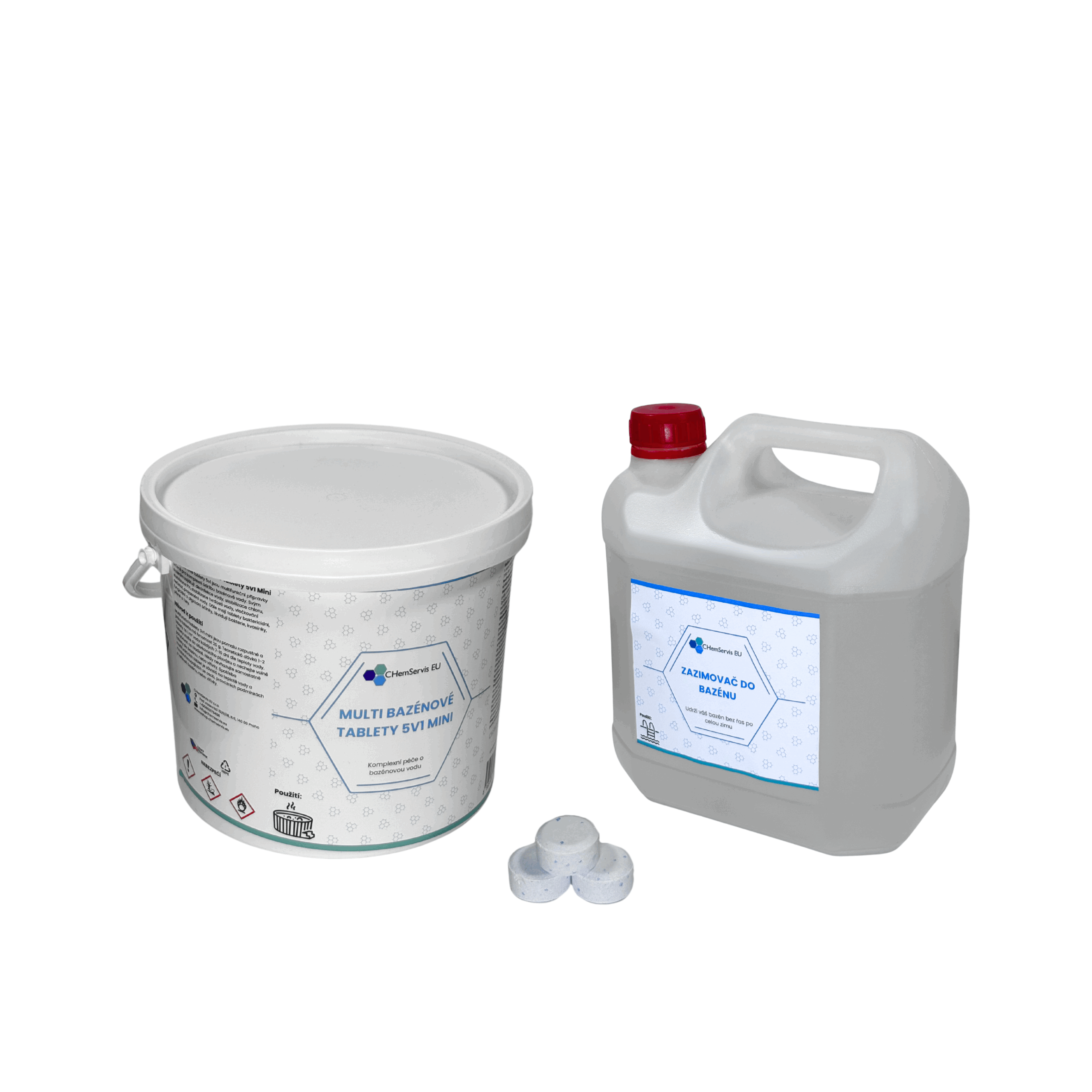 Mini tablety 2kg a zazimovač 3l MINI MULTI Tablety 5v1 2kg + Zazimovač do bazénu 3l – akční MINI balíček - Obrázek 1