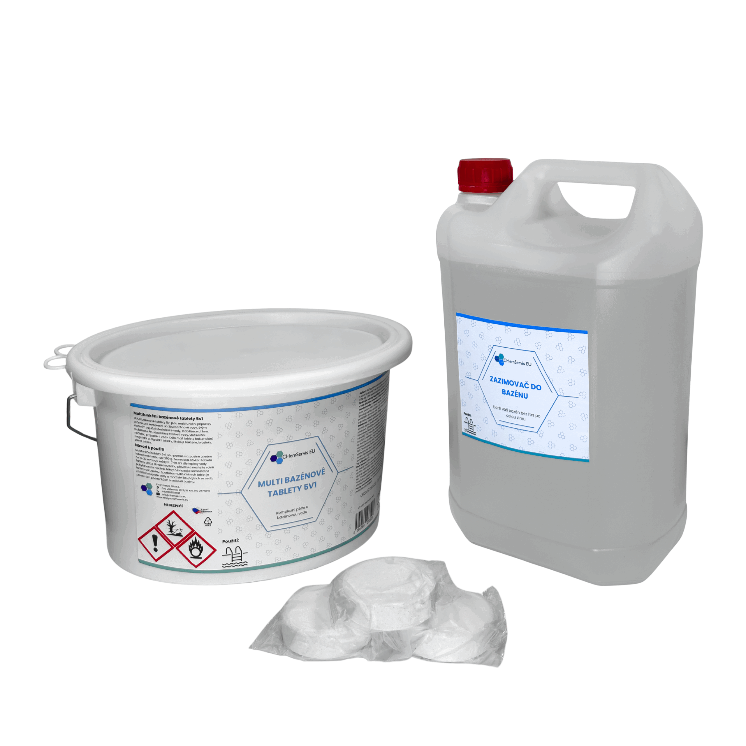MULTI Tablety 5v1 5kg + Zazimovač do bazénu 5l - akční balíček